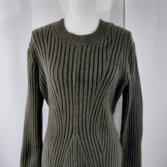 H&M! PLUSH, SNUGGLY KHAKI GREEN KNIT, MIDI LENGTH, SWEATER DRESS! SZ XL - Picture 4 of 13